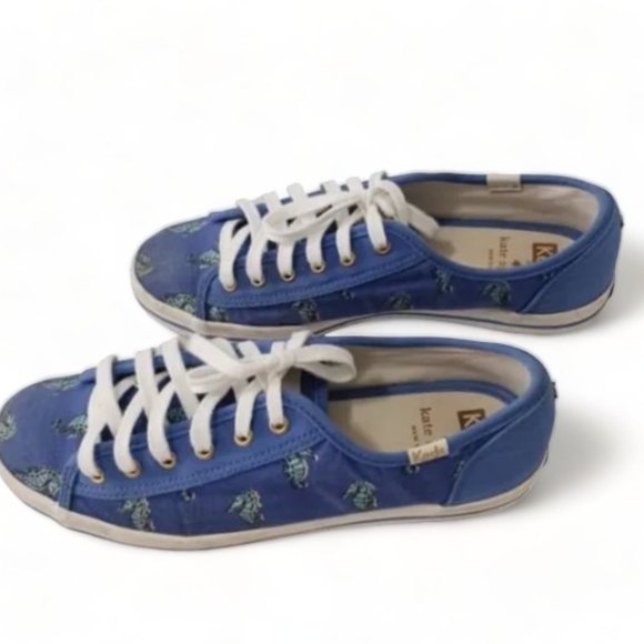 Keds x Kate Spade Collaboration Blue Canvas Seahorse Lace Up Sneakers … - Picture 2 of 10